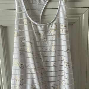 ZYIA White and Gold Striped Tank Top